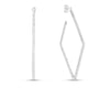Silver-toned diamond square hoop earrings with crystals along the edges, shown from front and side views.