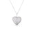 The TINY TREASURE DIAMOND HEART NECKLACE by Roberto Coin features a delicate 18K white gold chain with a sparkling diamond heart pendant, elegantly displayed on a plain white background.