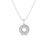 The SIENA MEDIUM DIAMOND CIRCLE NECKLACE by Roberto Coin features a round charm with two concentric diamond-encrusted circles on a beaded chain, presented elegantly against a white background.