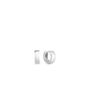 The Roberto Coin DESIGNER GOLD MINI HOOP EARRINGS are shown on a plain white background, with one earring displayed from the front and the other from the side.
