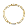 Roberto Coin Designer Gold Alternating Size Paperclip Link Chain Bracelet in 18K Yellow Gold, 7 inches (top view)