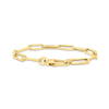 Roberto Coin Designer Gold Alternating Size Paperclip Link Chain Bracelet in 18K Yellow Gold, 7 inches (angled view)