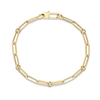 Roberto Coin Designer Gold Paperclip and Round Link Chain Bracelet in 18K Yellow Gold, 7 inches (top view)