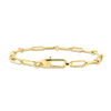 Roberto Coin Designer Gold Paperclip and Round Link Chain Bracelet in 18K Yellow Gold, 7 inches (angled view)