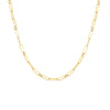 DESIGNER GOLD PAPERCLIP AND ROUND LINK 17 INCH CHAIN NECKLACE