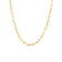 Yellow gold paperclip link chain necklace on a white background