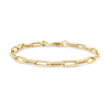 Roberto Coin Designer Gold Alternating Paperclip Link Chain Bracelet in 18K Yellow Gold, 7 Inches – Polished, Fluted (angled view)