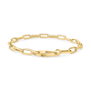 Roberto Coin Designer Gold Alternating Paperclip Link Chain Bracelet in 18K Yellow Gold, 7 Inches – Polished, Fluted (angled view)