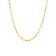 Yellow gold paperclip link chain necklace on a white background