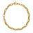 The DESIGNER GOLD CHAIN ALTERNATING RECTANGULAR LINK CHAIN BRACELET features alternating polished and fluted rectangular links pictured on a white background.