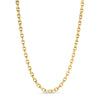 Yellow gold chain necklace on a white background