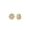 The MARGHERITA PAVE DIAMOND FLOWER EARRINGS by Roberto Coin, crafted in 18K yellow gold with diamond-encrusted petals, are shown against a plain white background.