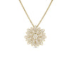 The MARGHERITA PAVE DIAMOND FLOWER NECKLACE by Roberto Coin features a large flower pendant with pave diamonds on an 18K yellow gold chain, presented elegantly against a white background.