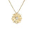 The MARGHERITA DIAMOND FLOWER NECKLACE by Roberto Coin features a daisy-shaped 18K yellow gold pendant with smooth petals and sparkling diamond center, elegantly displayed on a fine gold chain against a white background.