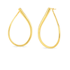 DESIGNER GOLD LARGE OPEN TEARDROP HOOP EARRINGS
