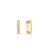 The DESIGNER GOLD SMALL SQUARE HOOP EARRINGS by Roberto Coin are featured, one facing forward to display its hollow 18K yellow gold design and the other turned sideways against a white background—a striking designer accessory.