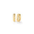 The Roberto Coin DESIGNER GOLD ROUNDED TRIANGLE HOOP EARRINGS, crafted in smooth 18K yellow gold, are shown on a plain white background—one facing forward and the other from the side to showcase their modern geometric design.