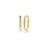 Roberto Coin DESIGNER GOLD ROUNDED RECTANGLE HOOP EARRINGS in 18K yellow gold are displayed on a white background, one upright and one lying flat to show both the side and front views of these geometric earrings.