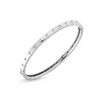 The POIS MOI OVAL BANGLE by Roberto Coin is a sleek, polished silver bangle with evenly spaced round screw motifs engraved around its surface, shown on a plain white background.