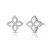 PRINCESS FLOWER SMALL STUD EARRINGS by Roberto Coin feature a four-petal floral design with twisted rope detailing, perfect as small stud earrings and shown on a white background.