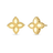 PRINCESS FLOWER SMALL STUD EARRINGS by Roberto Coin: 18K gold earrings feature four-petal floral shapes with textured borders, shown on a plain white background.
