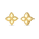 PRINCESS FLOWER SMALL STUD EARRINGS by Roberto Coin: 18K gold earrings feature four-petal floral shapes with textured borders, shown on a plain white background.