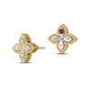 Roberto Coin Princess Flower Flower Stud Earrings in 18K Yellow Gold, Small size – Diamond (back view)
