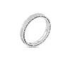 The PRINCESS DIAMOND SATIN BAND RING by Roberto Coin is a silver ring with a beaded edge, engraved floral details, and a single small diamond set in the satin-finish band, shown on a white background.