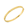 The PRINCESS DIAMOND SATIN BANGLE by Roberto Coin is crafted in 18K gold, featuring small round diamonds spaced around the band with intricate detailing and a satin-edged finish.