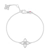 Roberto Coin Princess Flower Classic Open Frame Flower Bracelet in 18K White Gold – Diamond (front view)