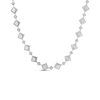 The PALAZZO DUCALE DIAMOND ACCENT SATIN COLLAR by Roberto Coin features a symmetrical design with alternating square and round diamond clusters on a delicate 18K gold chain, displayed against a white background.