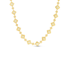 The Roberto Coin PALAZZO DUCALE DIAMOND ACCENT SATIN COLLAR is a gold necklace with geometric square links, each set with white diamonds, creating a symmetrical satin collar design.