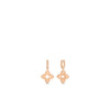 The Roberto Coin PETITE VENETIAN PRINCESS DIAMOND AND SATIN FINISH FLOWER DROP EARRINGS are 18K gold luxury earrings featuring dangling, intricately detailed four-petal floral motifs, elegantly displayed against a plain white background.