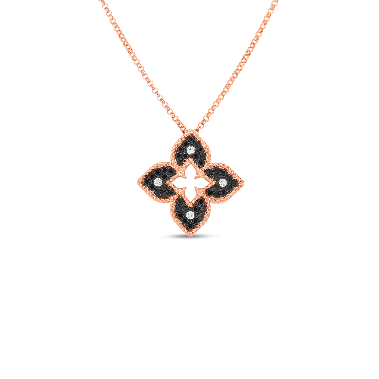 18K YG VENETIAN PRINCESS PAVE FLOWER NECKLACE