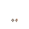 The PETITE VENETIAN PRINCESS BLACK AND WHITE DIAMOND FLOWER STUD EARRINGS by Roberto Coin are 18K rose gold studs with black accents and a floral design, shown on a white background.