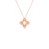 Roberto Coin PETITE VENETIAN PRINCESS Diamond and Satin Finish Small Flower Necklace with a delicate chain and four-petal pendant, shown centered on a plain white background.