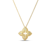 Roberto Coin Venetian Princess Classic Flower Necklace in 18K Yellow Gold, Small size – Diamond, Satin Finish (front view)