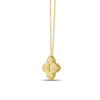 Roberto Coin Venetian Princess Classic Flower Necklace in 18K Yellow Gold, Small size – Diamond, Satin Finish (side view)