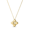 Roberto Coin Venetian Princess Classic Flower Necklace in 18K Yellow Gold, Small size – Diamond, Satin Finish (back view)