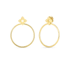 PETITE VENETIAN PRINCESS DIAMOND AND SATIN FINISH FLOWER SMALL HOOP EARRINGS