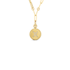 The VENETIAN PRINCESS DIAMOND ZODIAC MEDALLION NECKLACE by Roberto Coin showcases a round textured medallion with an X-shaped diamond design in 18K yellow gold, hanging from an elongated link chain.