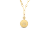 The VENETIAN PRINCESS DIAMOND ZODIAC MEDALLION NECKLACE by Roberto Coin features an engraved round zodiac pendant in 18K yellow gold with raised symbol and diamond accents, shown against a plain white background.