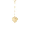 The VENETIAN PRINCESS LARGE DIAMOND HEART MEDALLION PAPERCLIP NECKLACE by Roberto Coin features a gold chain with a heart-shaped diamond medallion, delicate edge detailing, and is shown against a white background.
