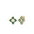 The VENETIAN PRINCESS SMALL MALACHITE FLOWER STUD EARRINGS by Roberto Coin feature 18K yellow gold floral studs with malachite inlays, a symmetric petal design, and a cut-out center, shown against a white background.