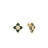 Roberto Coin VENETIAN PRINCESS Diamond and Malachite Small Flower Stud Earrings in 18K yellow gold, with green malachite petals and central diamonds, displayed from front and side on a white background.
