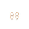 Pair of gold chain link earrings with diamond accents on the connecting link detail.