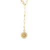The VENETIAN PRINCESS SMALL DIAMOND MEDALLION NECKLACE by Roberto Coin features a gold chain with elongated links and an 18K yellow gold, textured round pendant adorned with a sparkling diamond cluster for minimalist elegance.