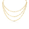 DESIGNER GOLD TRIPLE STRAND PAPERCLIP CHAIN AND DIAMOND NECKLACE