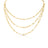 The Roberto Coin DESIGNER GOLD TRIPLE STRAND PAPERCLIP CHAIN AND DIAMOND NECKLACE features three layers of 18K yellow gold elongated paperclip links, each draping at varying lengths, shown on a white background.