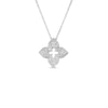 The VENETIAN PRINCESS PAVE DIAMOND MEDIUM FLOWER NECKLACE by Roberto Coin features a sparkling diamond-encrusted four-petal flower pendant on a delicate chain—an elegant accessory for any occasion.